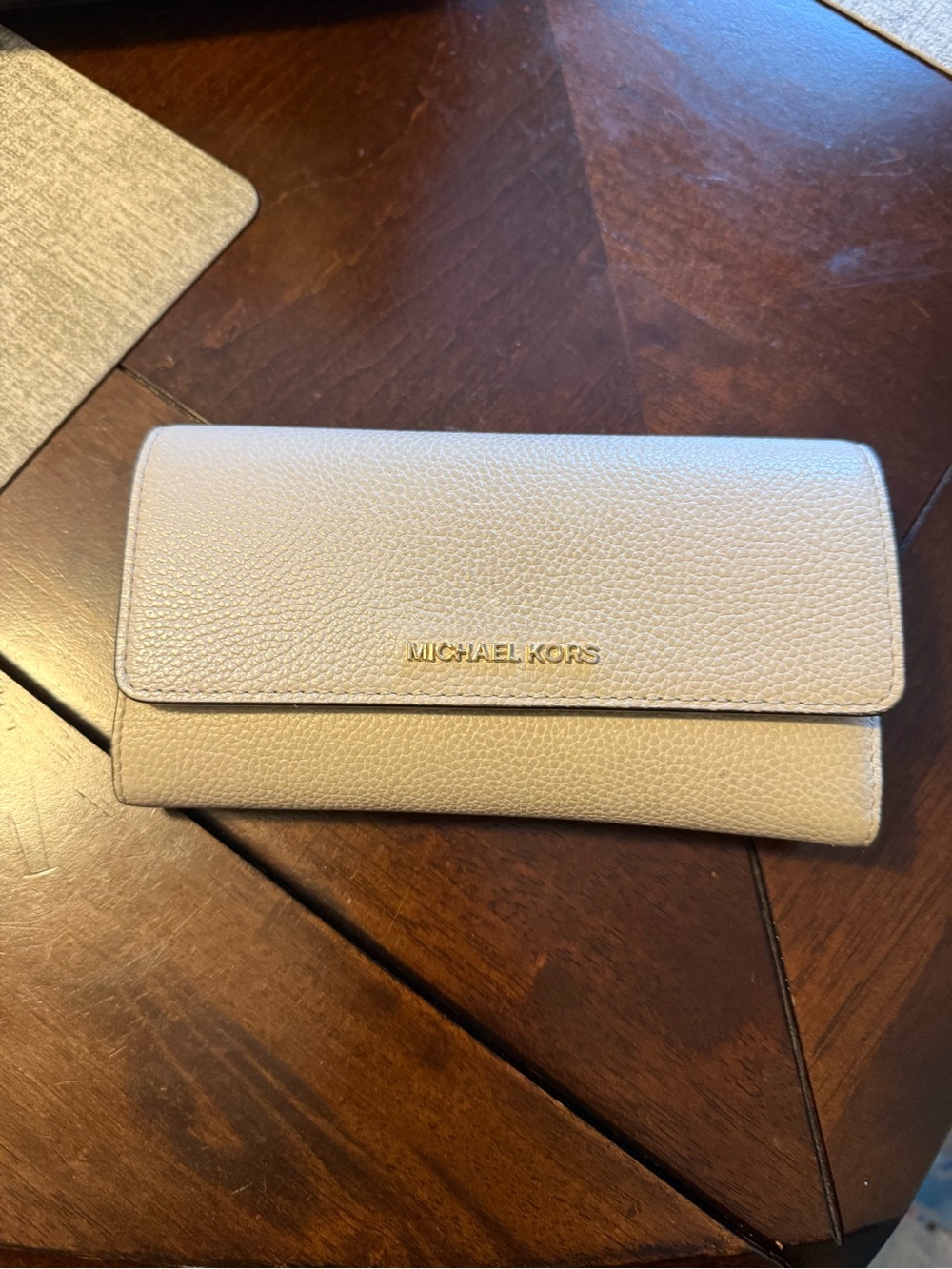 Michael Kors Light Beige Pebbled Leather Wallet